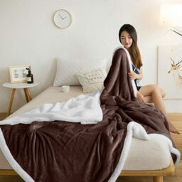 Ameha Sherpa Fleece Blanket Coffee Soft Thick & Fluffy Reversible Smooth Touch Warm Throw King 200X240Cm - thumbnail 3