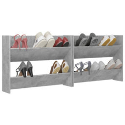 Berkfield Wall Shoe Cabinets 2 Pcs Concrete Grey 80X18X60 Cm Engineered Wood - thumbnail 4