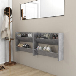 Berkfield Wall Shoe Cabinets 2 Pcs Concrete Grey 80X18X60 Cm Engineered Wood - thumbnail 1