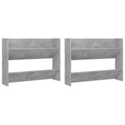 Berkfield Wall Shoe Cabinets 2 Pcs Concrete Grey 80X18X60 Cm Engineered Wood - thumbnail 2