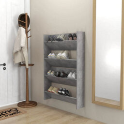 Berkfield Wall Shoe Cabinets 2 Pcs Concrete Grey 80X18X60 Cm Engineered Wood - thumbnail 3