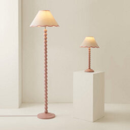 Valuelights Bobbles Rose Pink Bobbin Floor Lamp With Pink Trim Scallop Shade - Led Bulb Included - thumbnail 7
