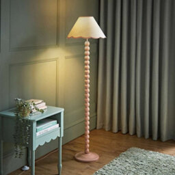 Valuelights Bobbles Rose Pink Bobbin Floor Lamp With Pink Trim Scallop Shade - Led Bulb Included - thumbnail 2