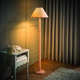 Valuelights Bobbles Rose Pink Bobbin Floor Lamp With Pink Trim Scallop Shade - Led Bulb Included - thumbnail 3