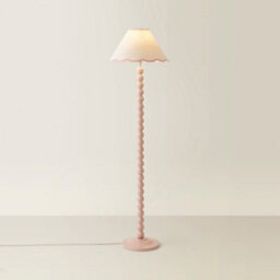 Valuelights Bobbles Rose Pink Bobbin Floor Lamp With Pink Trim Scallop Shade - Led Bulb Included - thumbnail 4