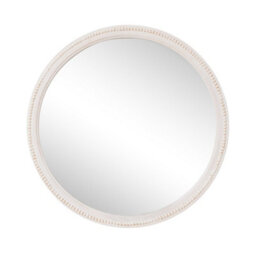 Melody Maison Round Distressed White Washed Wooden Bobbin Detailed Wall Mirror - 80Cm X 80Cm - thumbnail 9