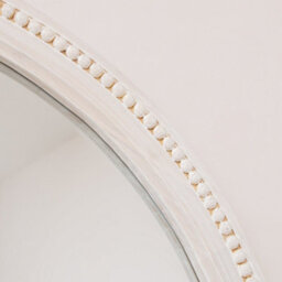 Melody Maison Round Distressed White Washed Wooden Bobbin Detailed Wall Mirror - 80Cm X 80Cm - thumbnail 2
