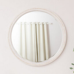 Melody Maison Round Distressed White Washed Wooden Bobbin Detailed Wall Mirror - 80Cm X 80Cm - thumbnail 5