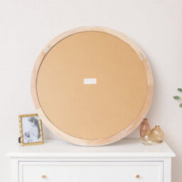 Melody Maison Round Distressed White Washed Wooden Bobbin Detailed Wall Mirror - 80Cm X 80Cm - thumbnail 6
