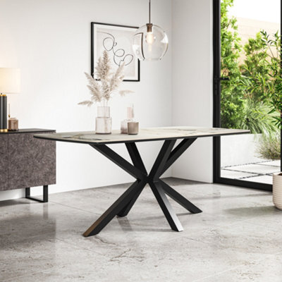 More4Homes Juno Sintered Stone Ceramic Calcutta Gold Gloss Dining Table - image 1