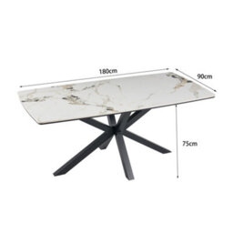 More4Homes Juno Sintered Stone Ceramic Calcutta Gold Gloss Dining Table - thumbnail 5