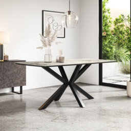 More4Homes Juno Sintered Stone Ceramic Calcutta Gold Gloss Dining Table