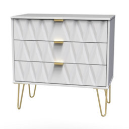 Diamond Ready Assembled Matt White No Effect 3 Drawer Wide Chest (H)695mm (W)765mm (D)415mm - thumbnail 1