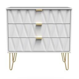 Diamond Ready Assembled Matt White No Effect 3 Drawer Wide Chest (H)695mm (W)765mm (D)415mm - thumbnail 2