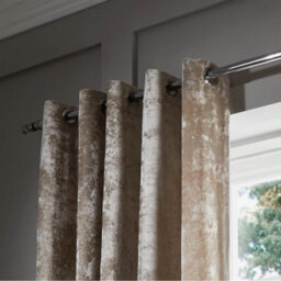 Catherine Lansfield Living Crushed Velvet 66X54 Inch Eyelet Curtains Two Panels Natural - thumbnail 2