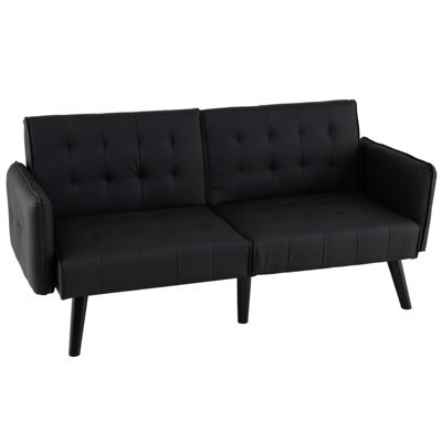 Costway 164 Cm Convertible Futon Sofa Bed Couch Loveseat W/backrests Black - image 1