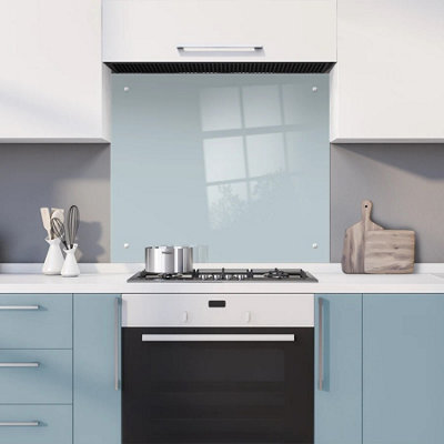 60 X 60Cm Costal Grey Glass Kitchen Splashback Splatter Screen Pre Drilled Holes Wall Hanging Fixings Included - image 1
