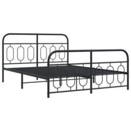 Berkfield Metal Bed Frame Without Mattress With Footboard Black 140X190Cm - thumbnail 3