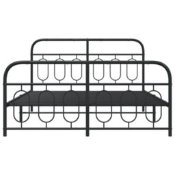 Berkfield Metal Bed Frame Without Mattress With Footboard Black 140X190Cm - thumbnail 4