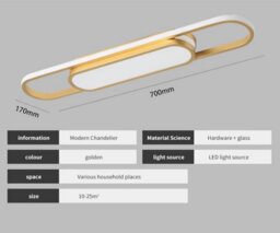Ceiling Lights  Led Flush Mount Gold Acrylic Linear Chandelier 70Cm - thumbnail 4