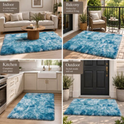 Oxford Homeware Shaggy Rug Anti-Slip Washable Soft Fluffy Living Room And Bedroom Rug (Mottled Teal, 120X170Cm) - thumbnail 3