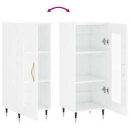 Berkfield Classic Sideboard High Gloss White 34.5X34X90 Cm Engineered Wood - thumbnail 9