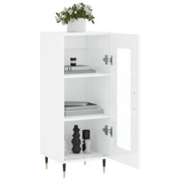 Berkfield Classic Sideboard High Gloss White 34.5X34X90 Cm Engineered Wood - thumbnail 4