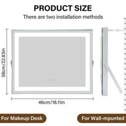 Inmtfei Hollywood Vanity Makeup Mirror, Led Strip Lights, 3 Colour Modes, 5X Magnifier, Usb Charging, 58X46Cm - thumbnail 2