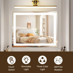 Inmtfei Hollywood Vanity Makeup Mirror, Led Strip Lights, 3 Colour Modes, 5X Magnifier, Usb Charging, 58X46Cm - thumbnail 5