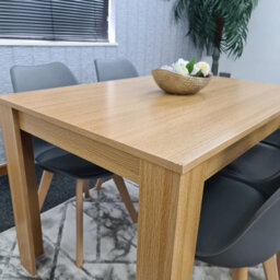 Kosy Koala Dining Table Set Oak Effect Table With 4 Grey Plastic Chairs Dining Room Furniture - thumbnail 5
