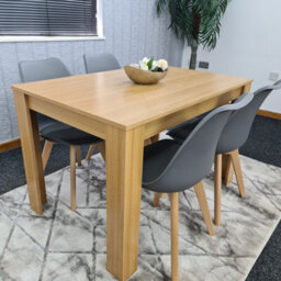 Kosy Koala Dining Table Set Oak Effect Table With 4 Grey Plastic Chairs Dining Room Furniture - thumbnail 6