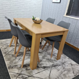 Kosy Koala Dining Table Set Oak Effect Table With 4 Grey Plastic Chairs Dining Room Furniture - thumbnail 2