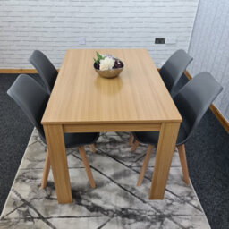 Kosy Koala Dining Table Set Oak Effect Table With 4 Grey Plastic Chairs Dining Room Furniture - thumbnail 3