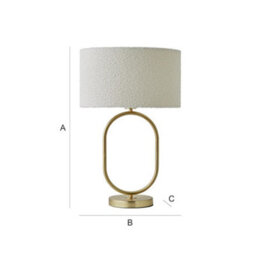 Valuelights Antonia Cream Boucle Drum Shade Brushed Gold Oval Table Lamp - thumbnail 7