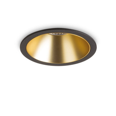 Ideal Lux Game 12Cm Led Recessed Downlight Black Gold 2700K