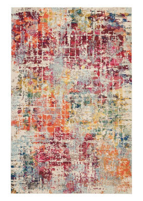 Pink Multi Rug, Stain-Resistant Graphics Rug, 6mm Thick Abstract Rug, Pink Multi Modern Rug For Bedroom-239Cm X 320Cm - image 1