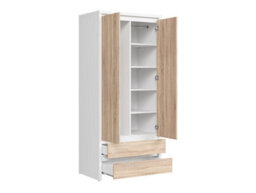 Arte Kaspian White-Oak Fusion 90Cm Double Wardrobe - Scandi Slimline Cupboard - thumbnail 3