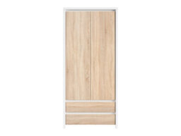 Arte Kaspian White-Oak Fusion 90Cm Double Wardrobe - Scandi Slimline Cupboard - thumbnail 2