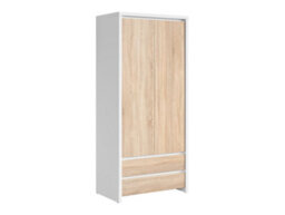 Arte Kaspian White-Oak Fusion 90Cm Double Wardrobe - Scandi Slimline Cupboard - thumbnail 1
