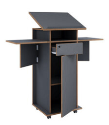 Vcm Wood Standing Desk Speaker Console Rollers Salia T - thumbnail 3