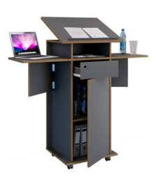 Vcm Wood Standing Desk Speaker Console Rollers Salia T