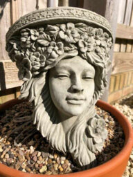Burgess Art Nouveau Hanging Lady Wall Shelf Stone Statue Outdoor Garden Ornament Plaque - thumbnail 2