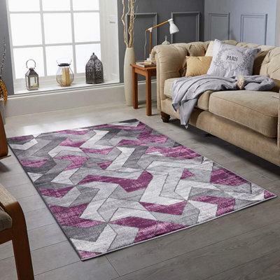Modern Geometric Pattern Living Room Area Rug Rectangular Soft Short Pile Carpet For Bedroom Dining Room 120 X 170 Cm - image 1