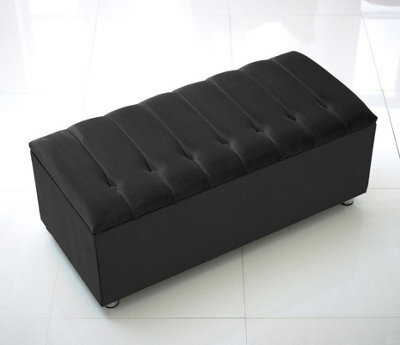 Adore Designs Diana Plush Velvet Gas Lift Ottoman Storage Box -  Black - image 1