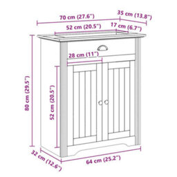 Berkfield Bathroom Sink Cabinet Bodo White And Brown 70X35X80 Cm - thumbnail 9