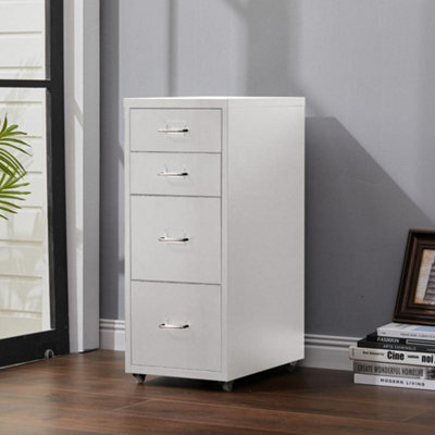 Living And Home White 68.5Cmh 4 Drawers Mobile Under Desk Storage Metal File Cabinet With Wheels - image 1