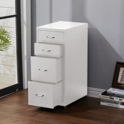 Living And Home White 68.5Cmh 4 Drawers Mobile Under Desk Storage Metal File Cabinet With Wheels - thumbnail 2