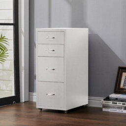 Living And Home White 68.5Cmh 4 Drawers Mobile Under Desk Storage Metal File Cabinet With Wheels - thumbnail 1