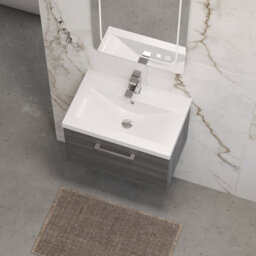 Balterley Bramshall Modern Bathroom Wall Hung 1 Soft Close Drawer Vanity Unit & Mid-Edge Basin, Anthracite, 610mm - thumbnail 3