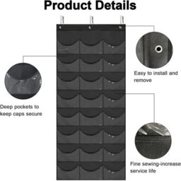 Wall-Mounted Cap Holder, Hat Rack, Organizer With 24 Pockets, Storage - thumbnail 2